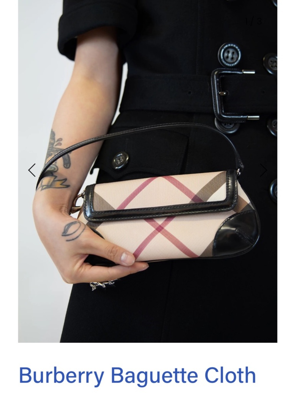 Burberry Beige Plaid Shoulder Bag with Black Trim